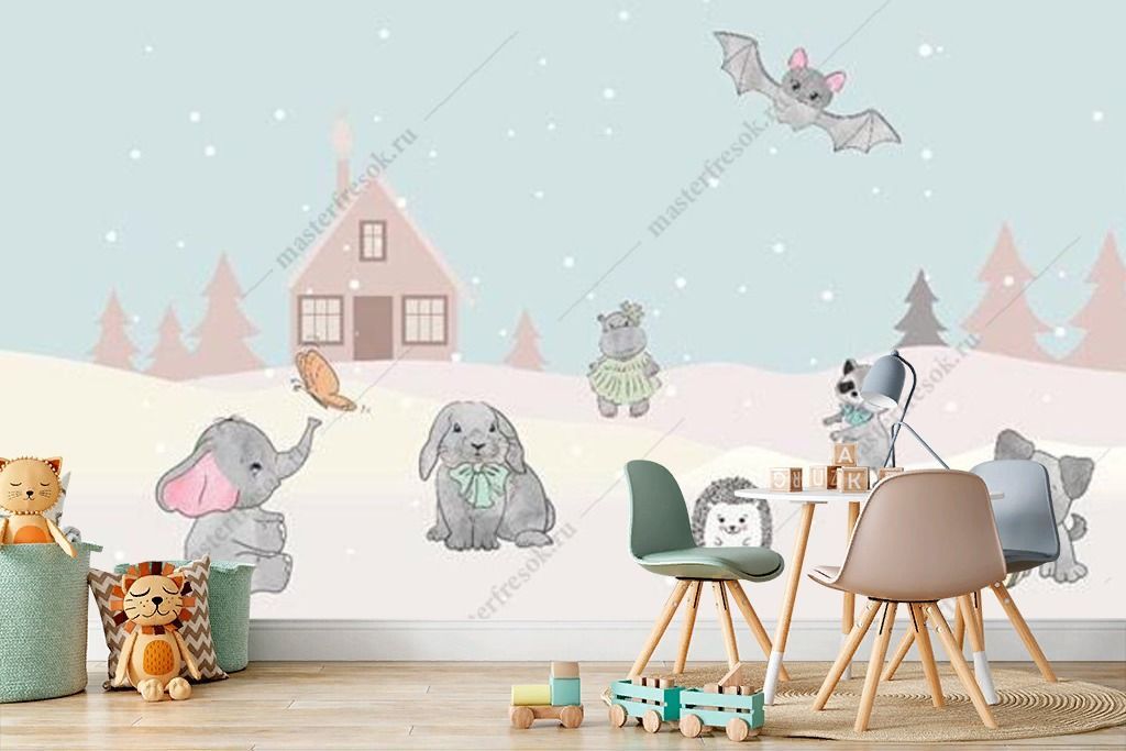 Фотообои Животные в сказочном городе  12-1299