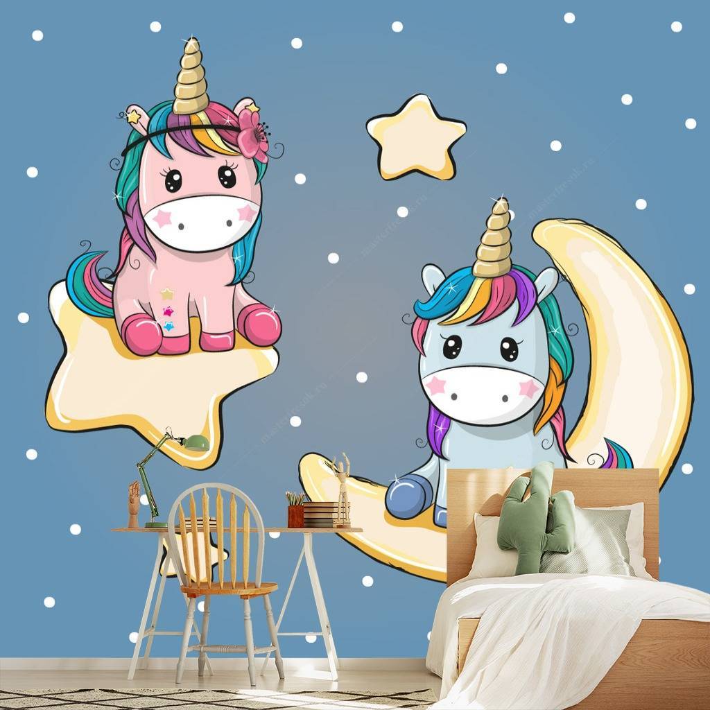 Фотообои Единороги на луне  12-598