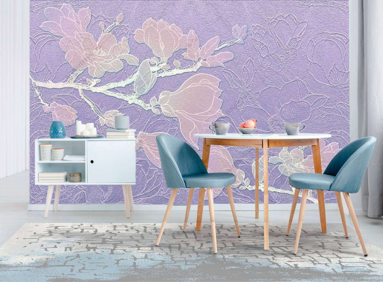 Фотообои в интерьере веточка магнолии на нежном фоне  9-1180 фото