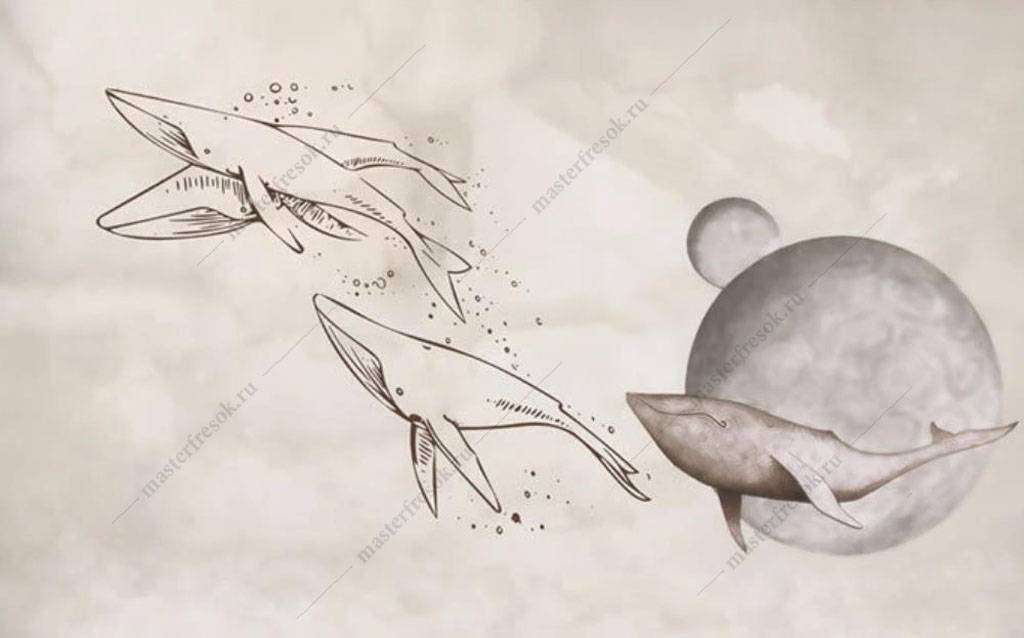 Фотообои в интерьере планета китов  16-032 фото