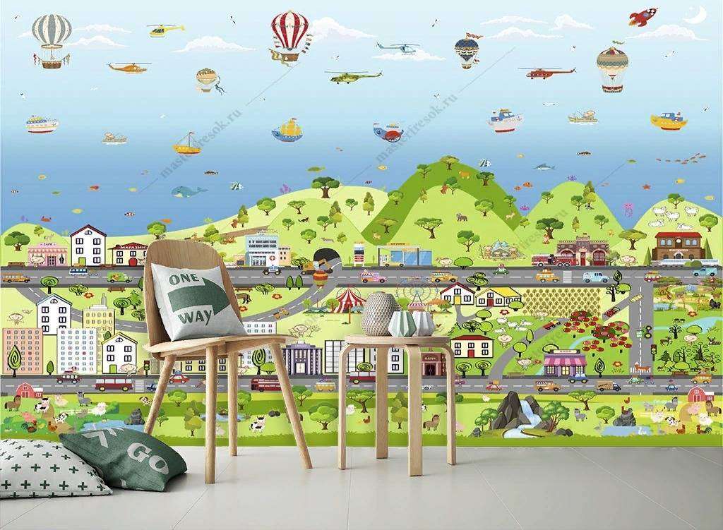 Фотообои в интерьере мультигород  12-926 фото