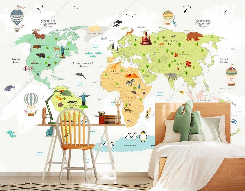 Фотообои Разноцветная карта на белом фоне  14-181