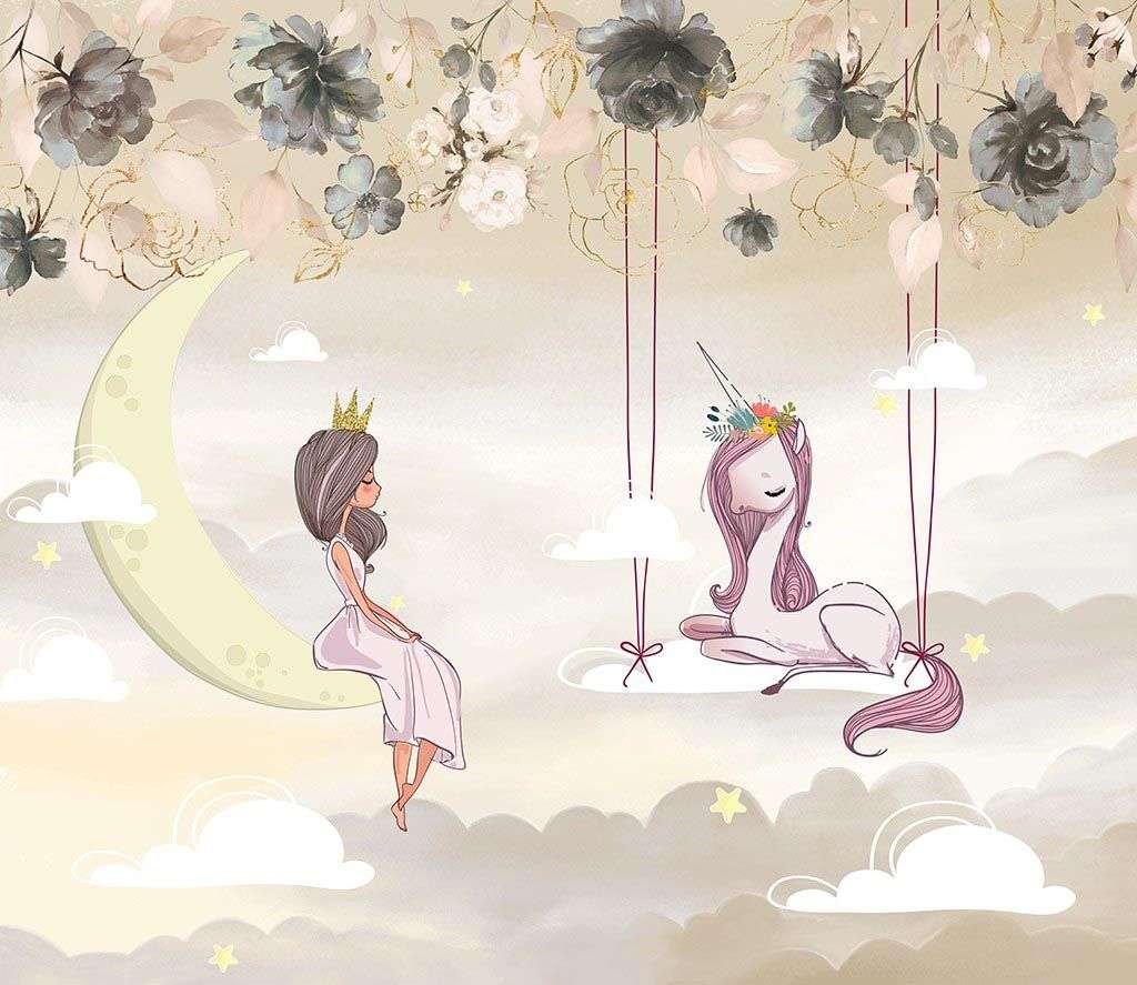 Фотообои в интерьере фея в облаках  14-445 фото