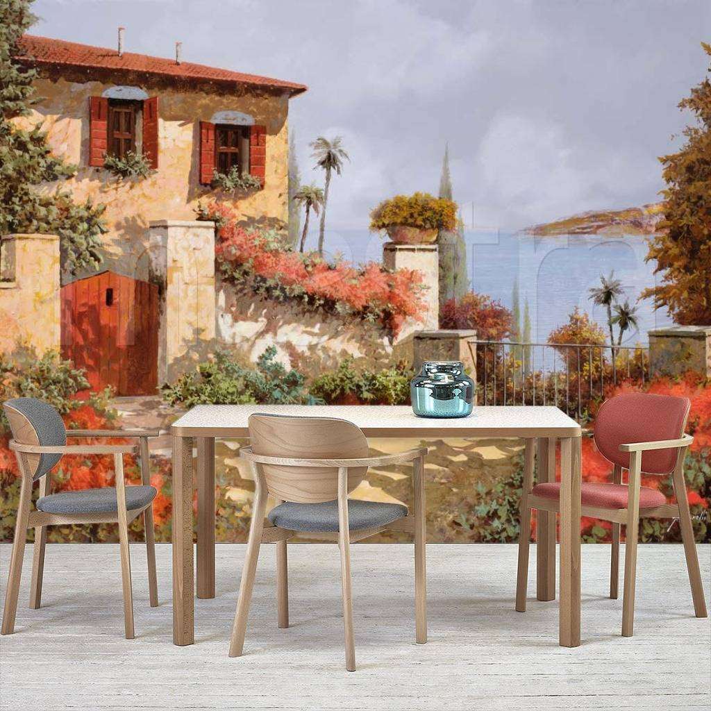 Фотообои в интерьере очаровательный дворик у моря  8-070 фото