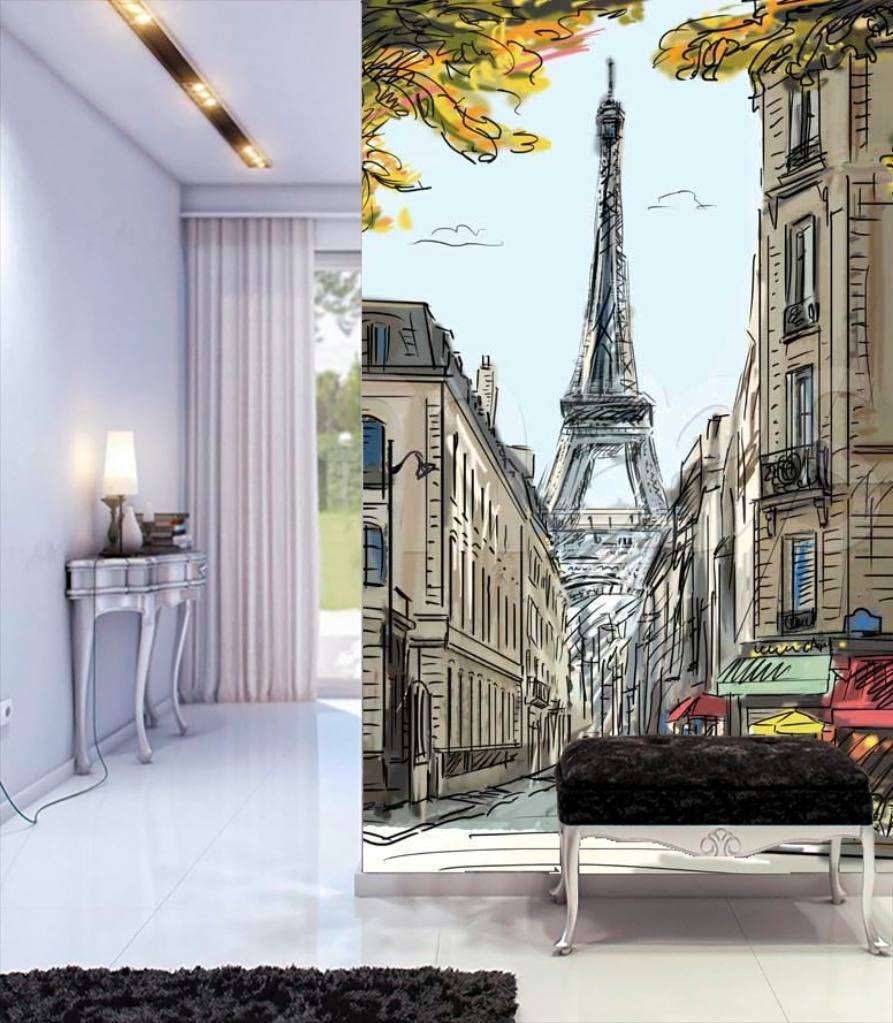 Фотообои Улочка парижа карандашами  9-716
