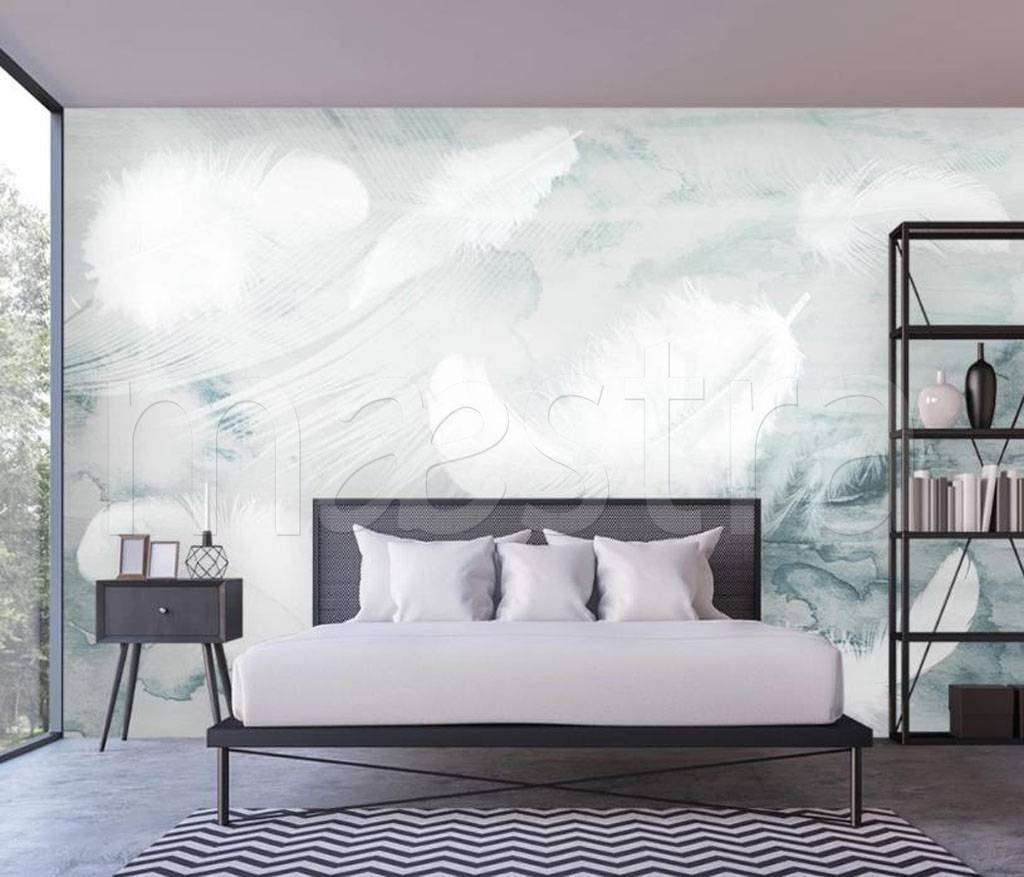 Фотообои в интерьере перо на абстрактном фоне  15-502 фото