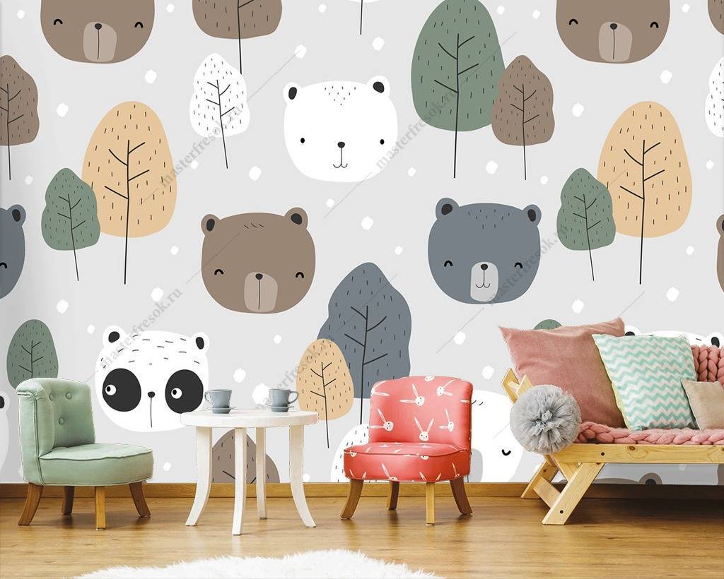 Фотообои Мишки и лес  12-751