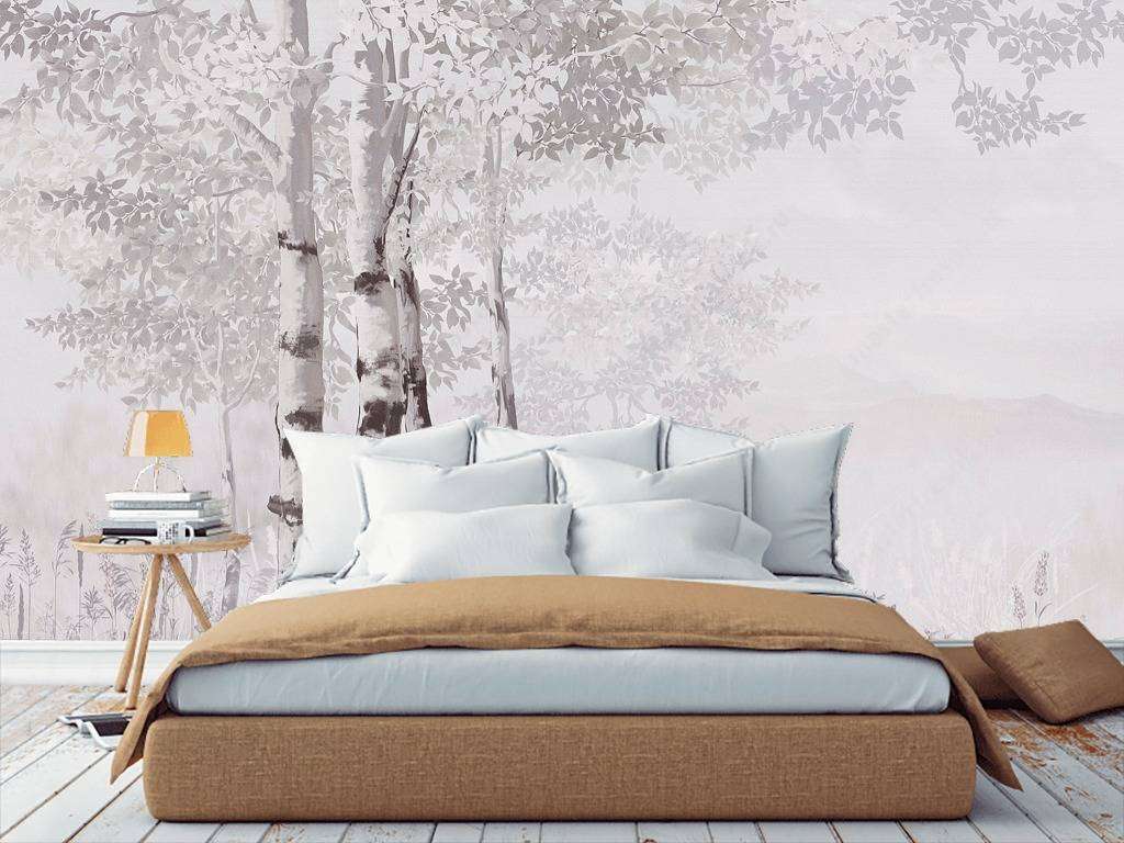 Фотообои в интерьере береза в лесу  13-189 фото