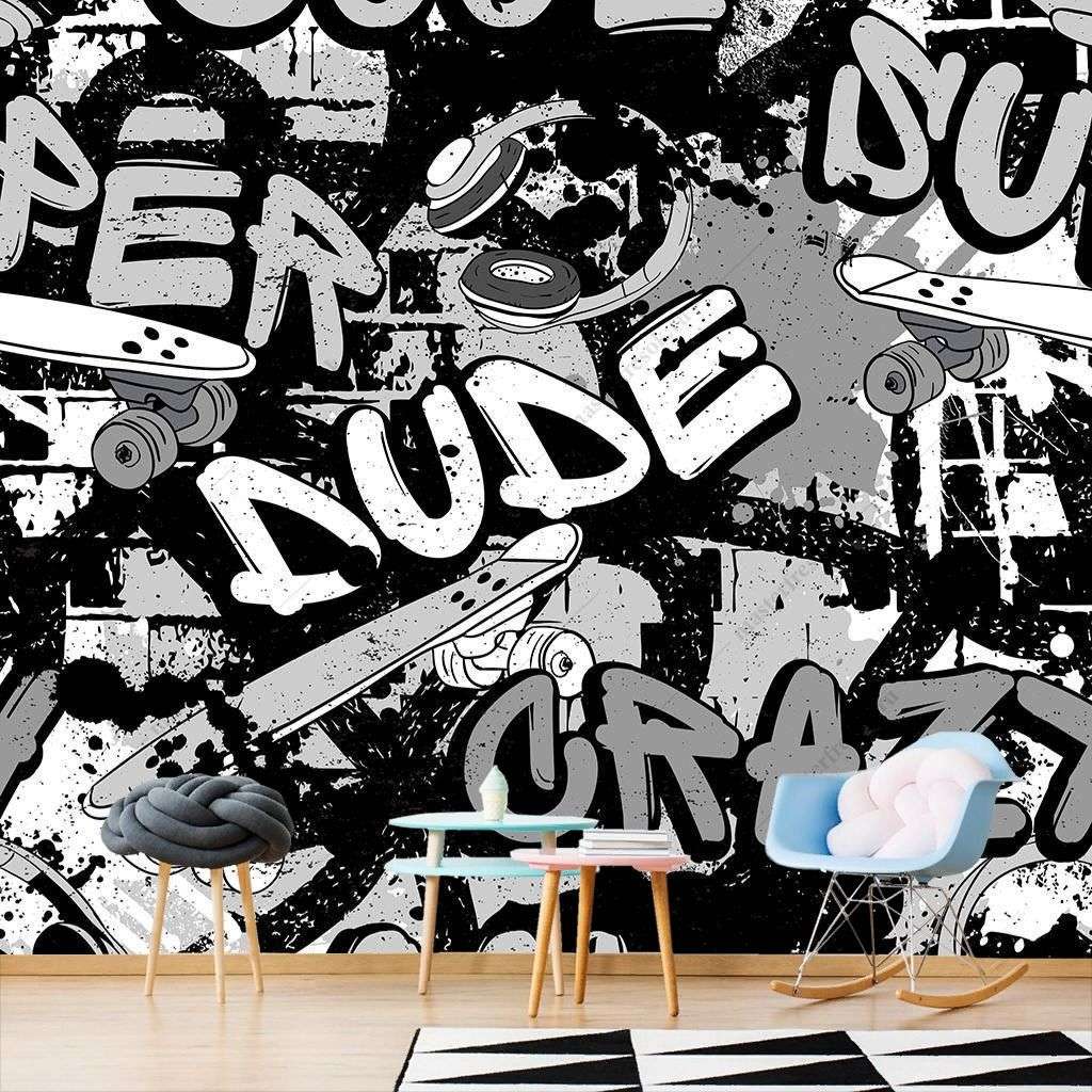 Фотообои в интерьере уличные граффити  12-1264 фото