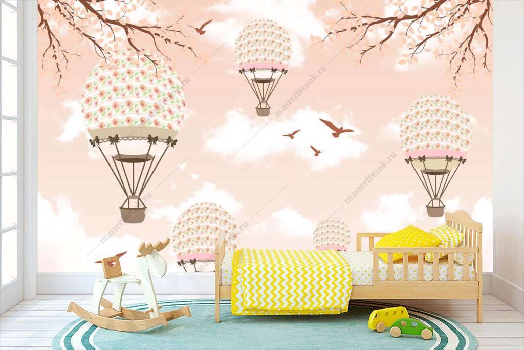 Фотообои Бесшовные обои на стену:  Воздушные шары в небе. Артикул: 12-1306  