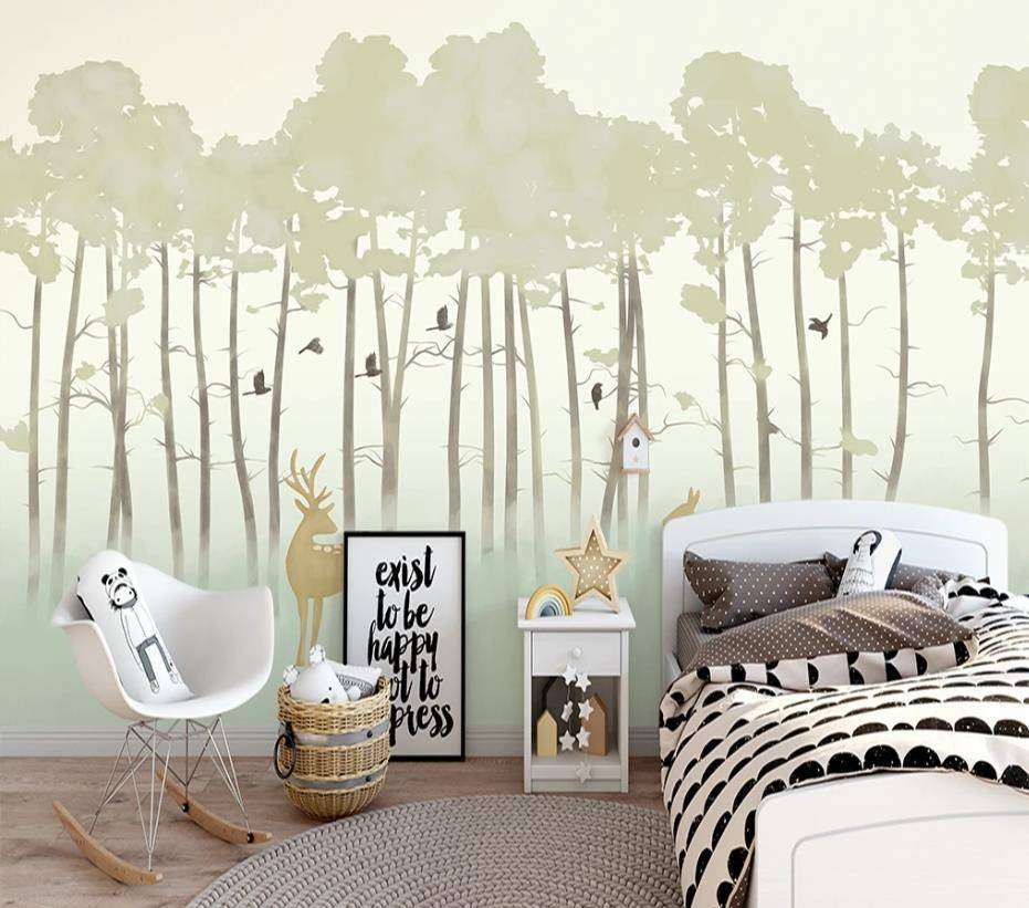 Фотообои в интерьере сказочный лес с оленями  15-293 фото