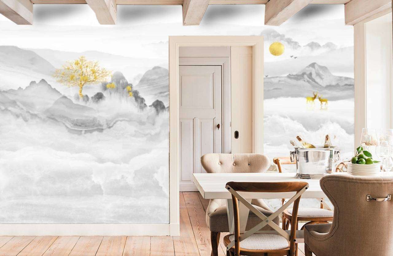 Фотообои в интерьере золотое дерево  15-671 фото