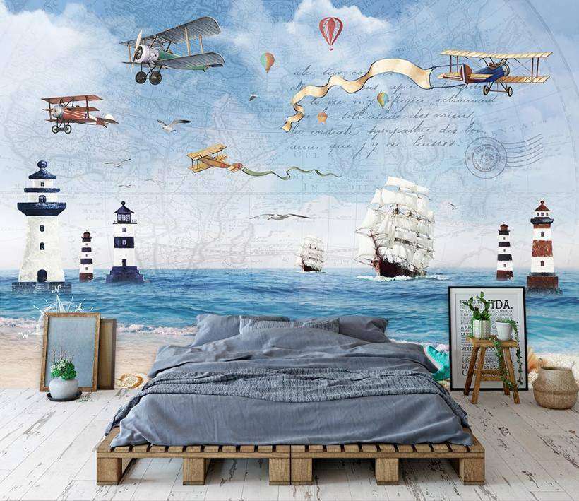 Фотообои Бесшовные обои на стену:  Корабли в море. Артикул: 15-071  