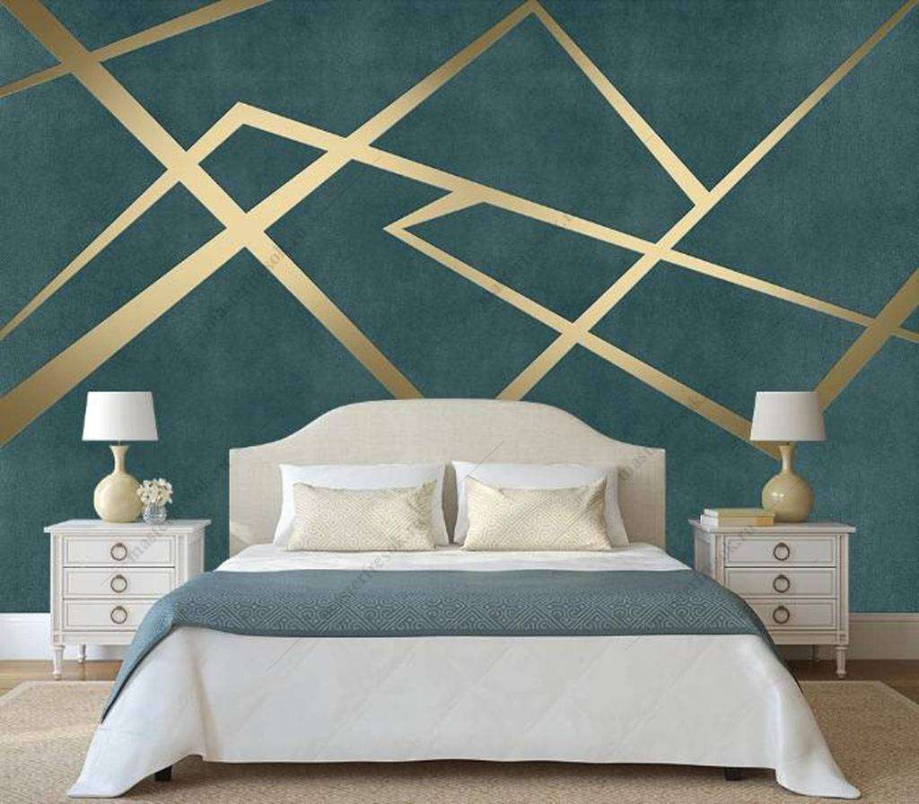 Фотообои в интерьере золотая геометрия  16-052 фото