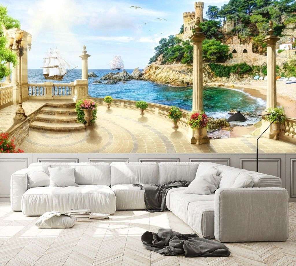 Фотообои в интерьере замок на морском утесе  19-0068 фото