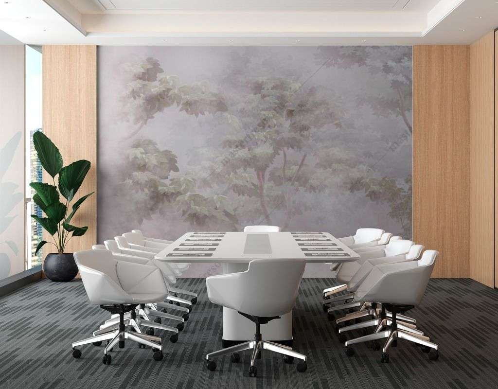 Фотообои в интерьере лес туманным утром  13-473 фото