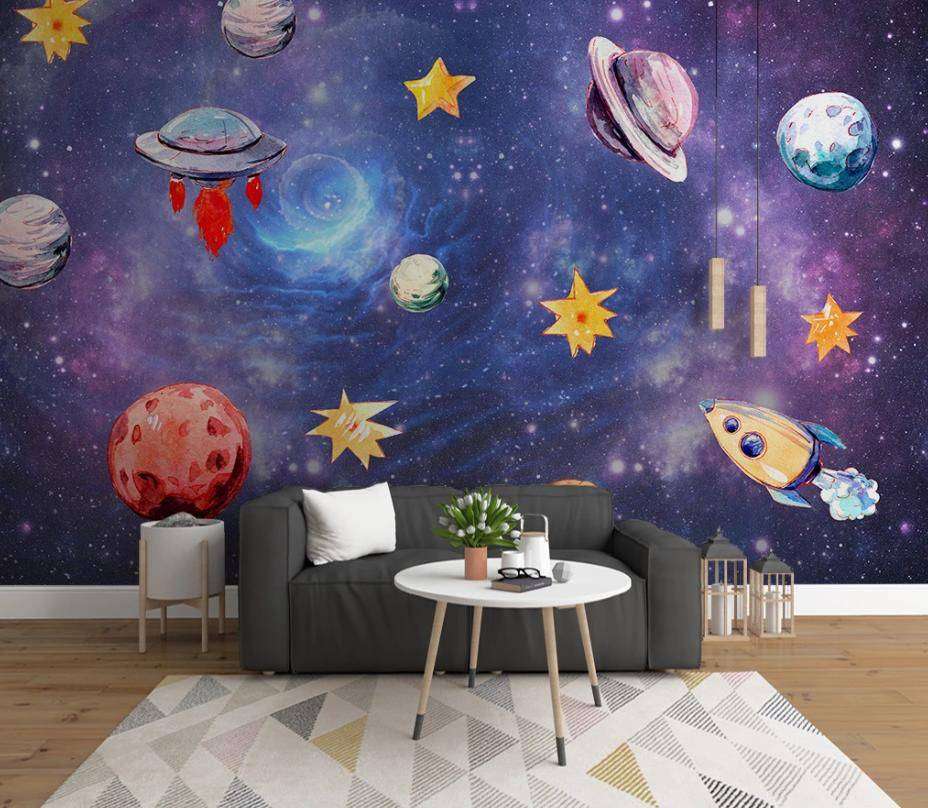 Фотообои в интерьере вселенная для детей  15-327 фото
