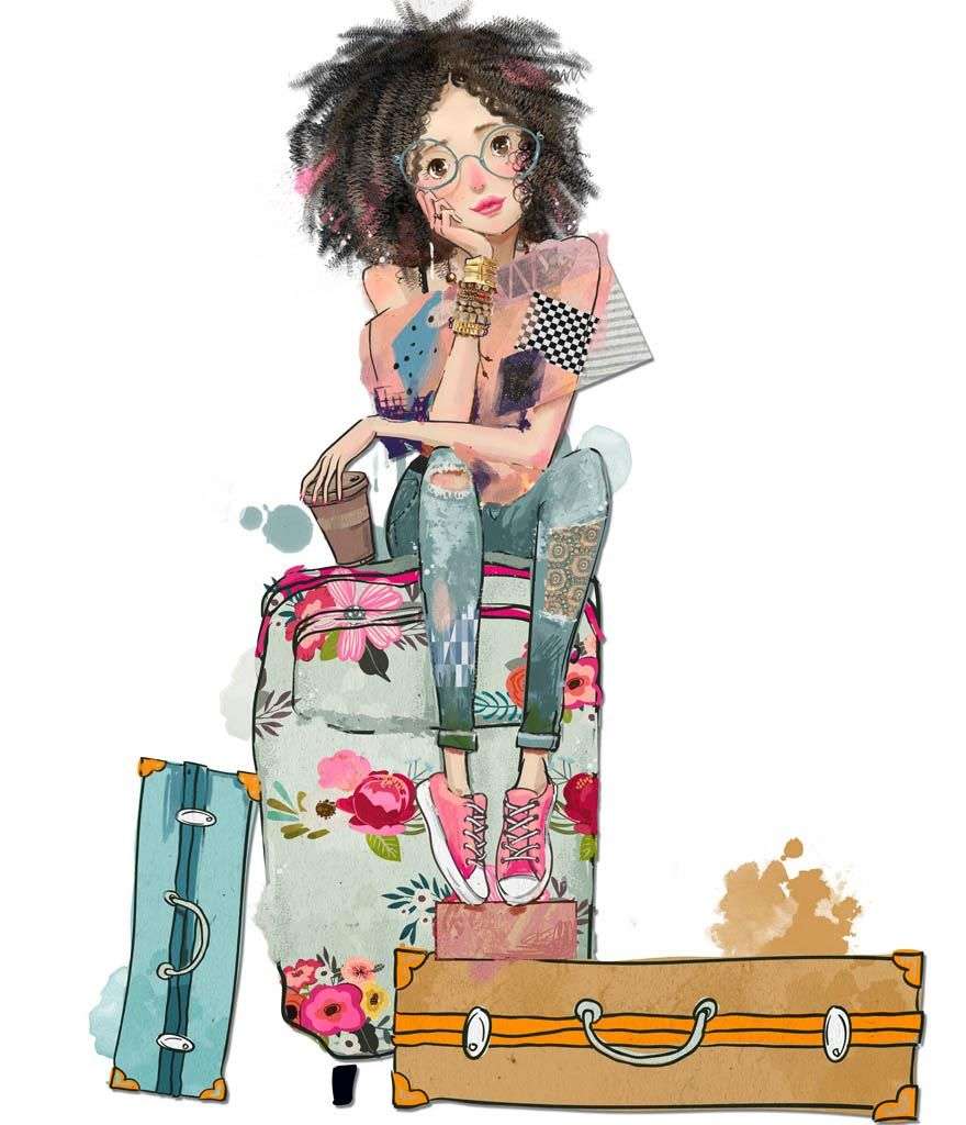 Фотообои в интерьере путешественница  12-1124 фото