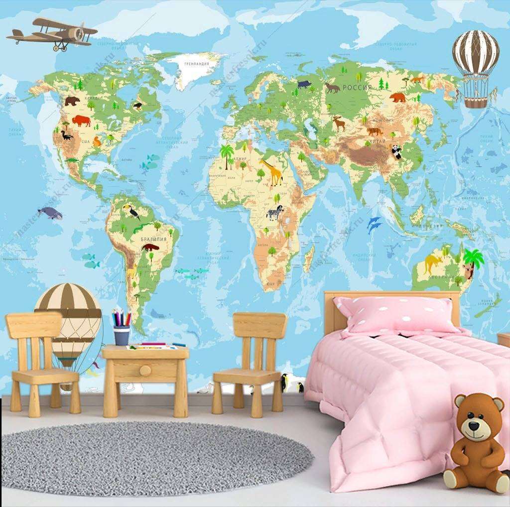 Фотообои в интерьере атлас мира карта  14-178 фото
