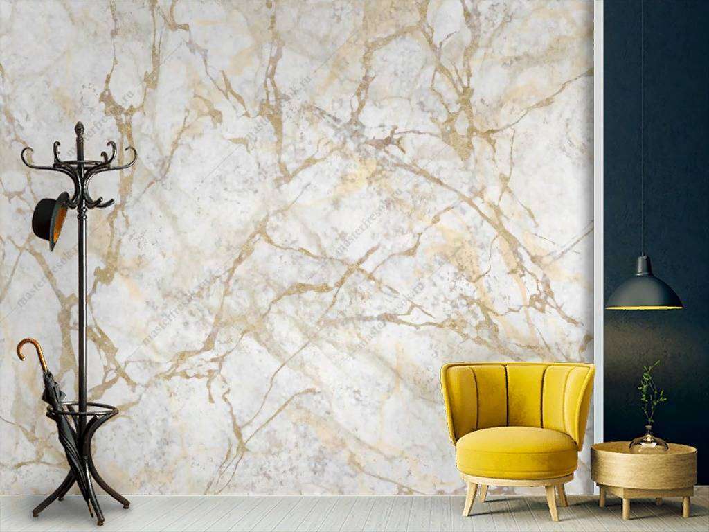 Фотообои в интерьере золотые прожилки мрамора  9-1093 фото