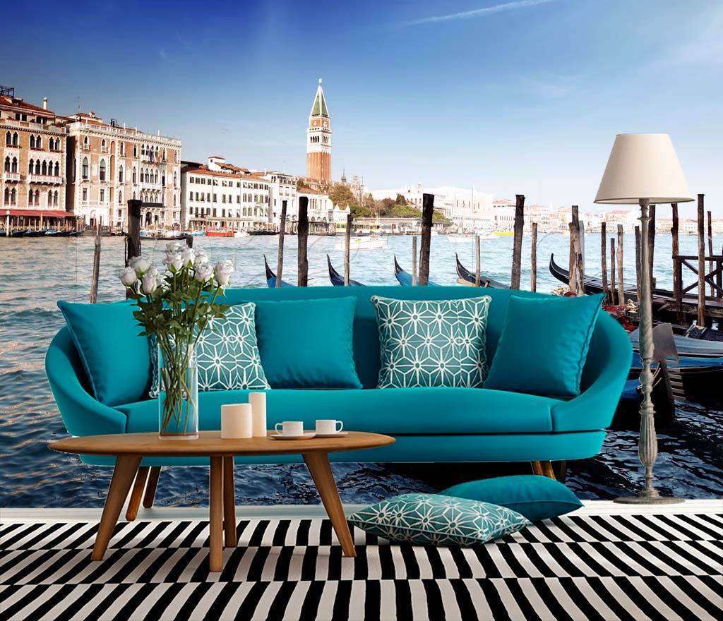 Фотообои Бесшовные обои на стену:  Гондолы в Венеции. Артикул: 4-247  