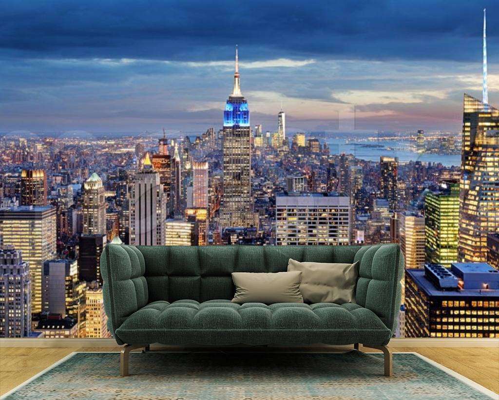 Фотообои Бесшовные обои на стену:  Ночной Нью Йорк красивый. Артикул: 9-827  