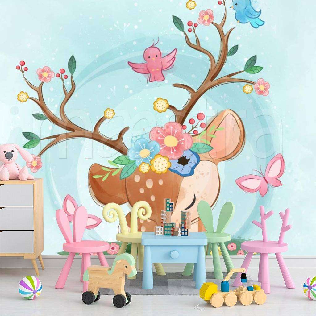 Фотообои в интерьере олененок  12-462 фото