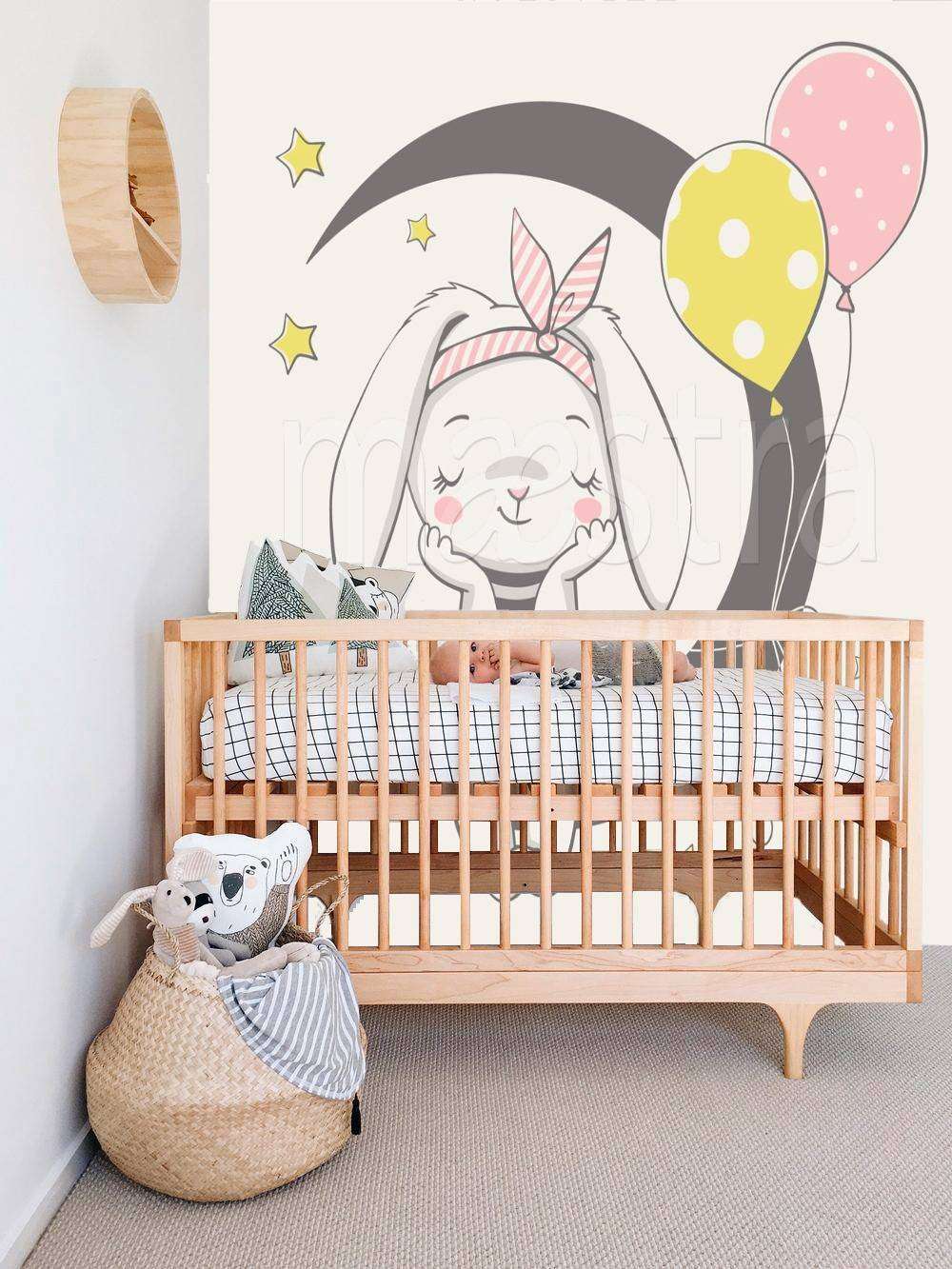 Фотообои в интерьере милая зайка на качелях  12-480 фото