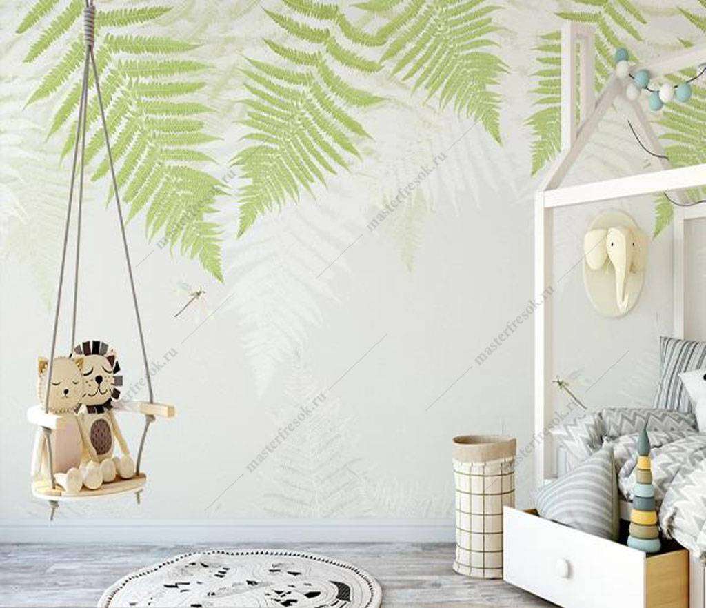 Фотообои Бесшовные обои на стену:  Листья папоротника. Артикул: 16-162  