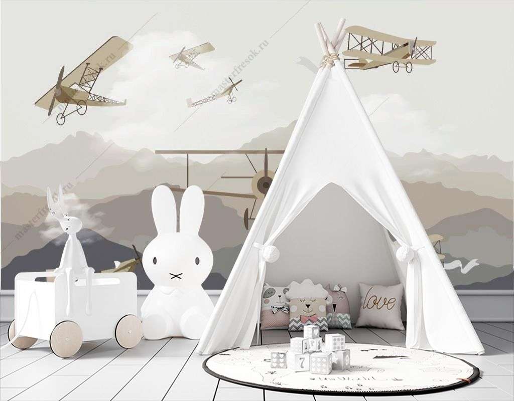 Фотообои в интерьере ретро самолет в горах  12-1451 фото