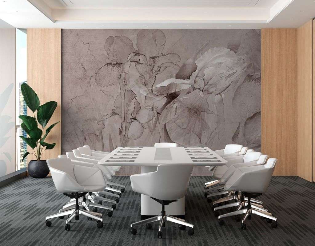 Фотообои в интерьере цветочная абстракция  13-417 фото