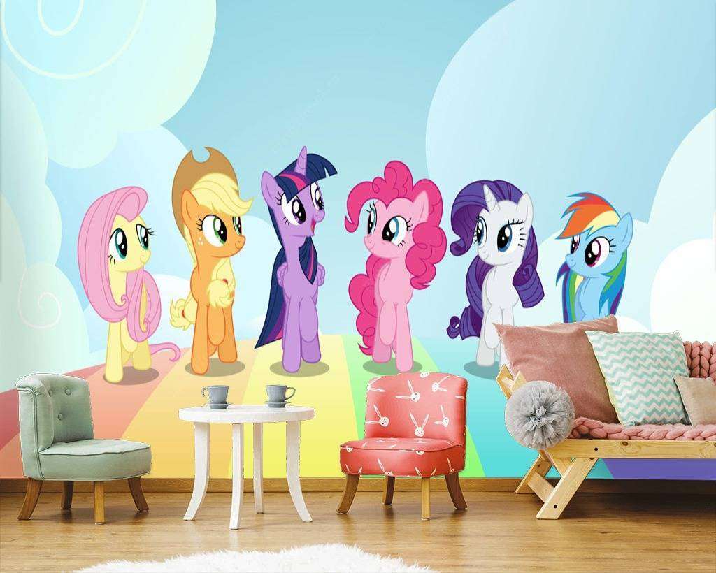 Фотообои в интерьере пони на радуге  12-612 фото