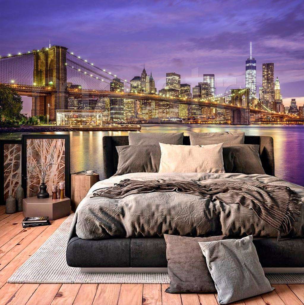 Фотообои в интерьере огни на бруклинском мосту  9-818 фото