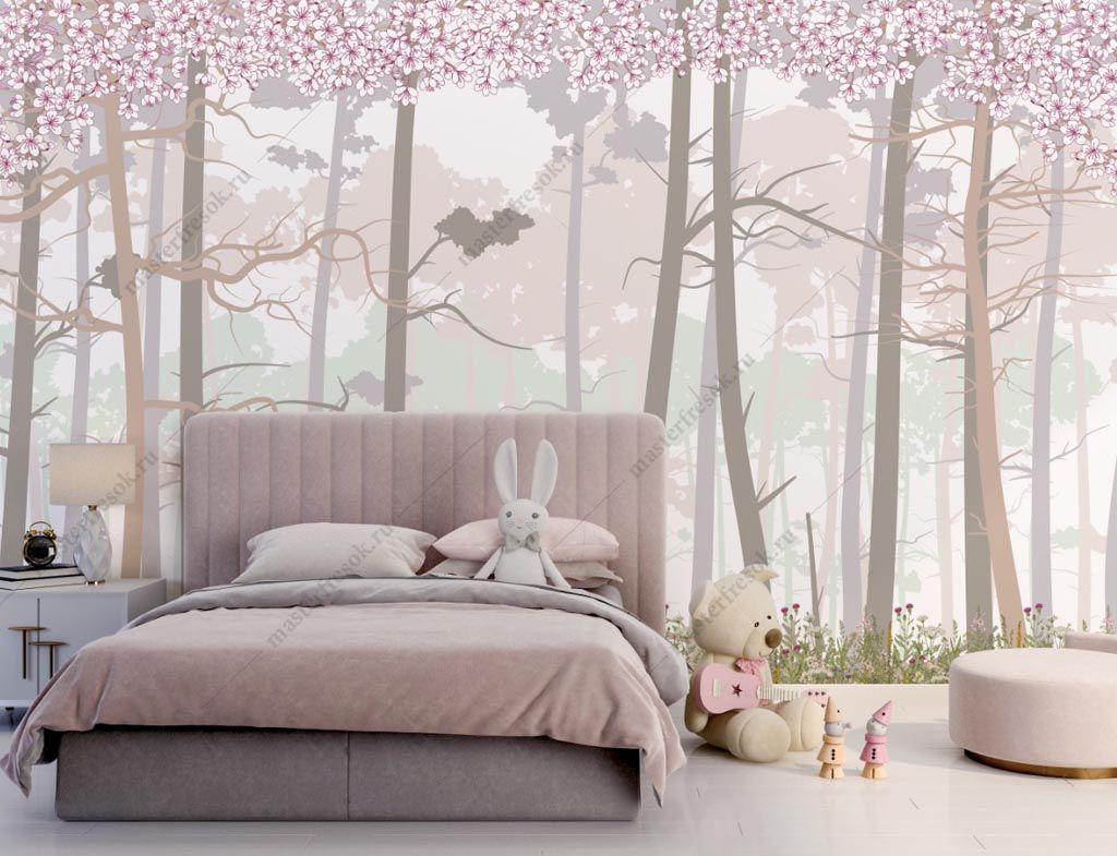 Фотообои Цветение сакуры в сказочном лесу  14-458