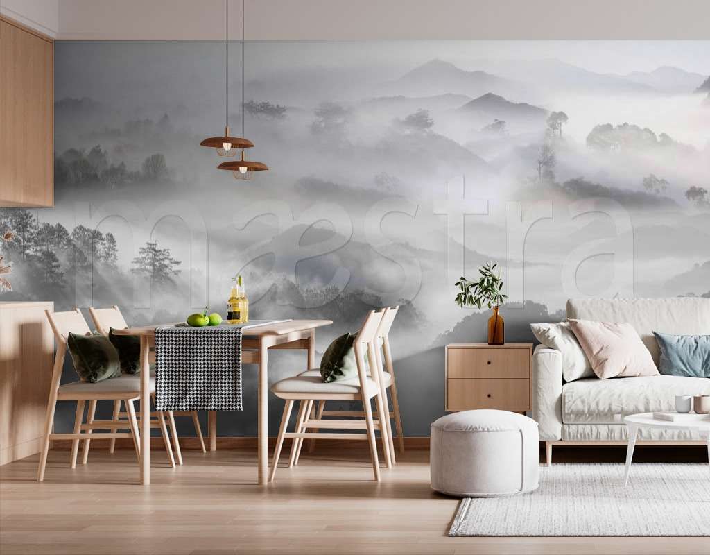 Фотообои Бесшовные обои на стену:  Лес в тумане. Артикул: 7-826  