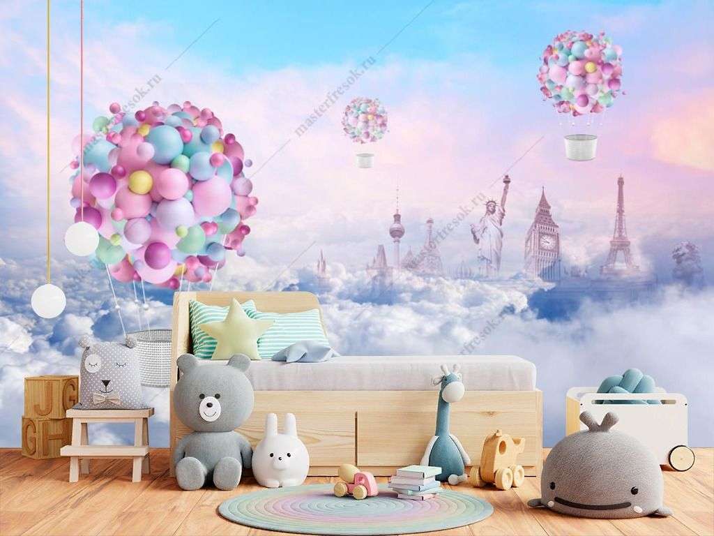 Фотообои в интерьере красочный воздушный шар  14-243 фото