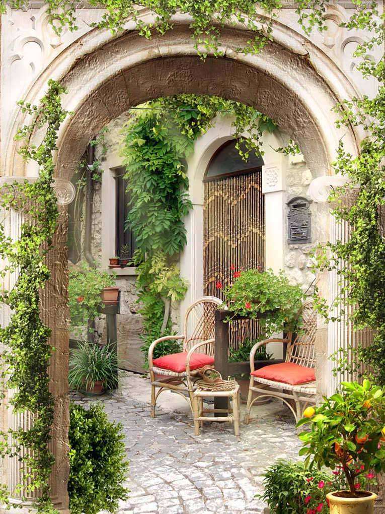 Фотообои в интерьере дворик итальянский  17-0043 фото