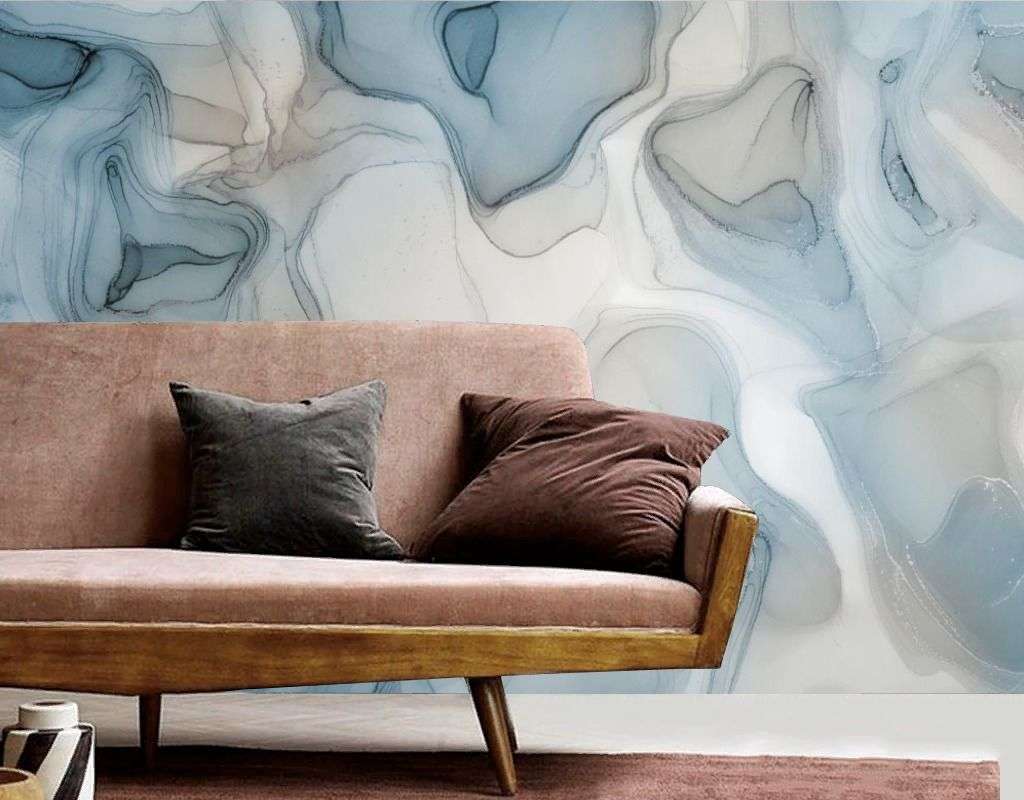Фотообои в интерьере флюид арт нежные разводы  9-2040 фото