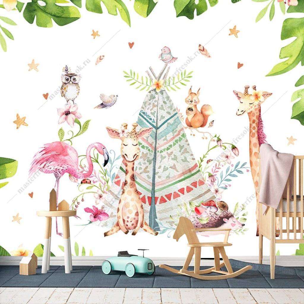 Фотообои в интерьере милые зверята  14-064 фото