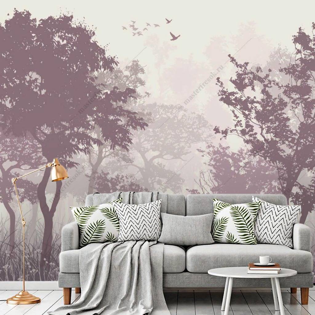 Фотообои Лес розовый  14-133