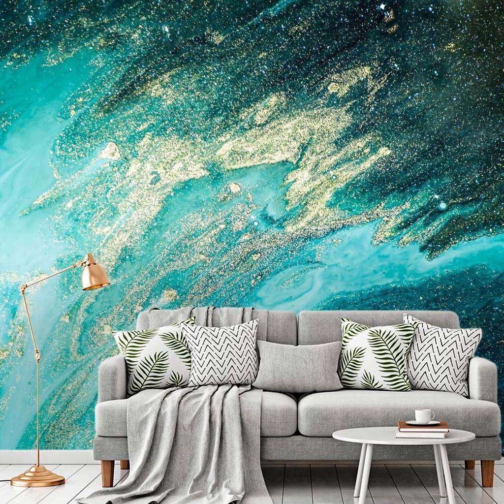 Фотообои в интерьере флюид арт - космическая гармония  9-925 фото