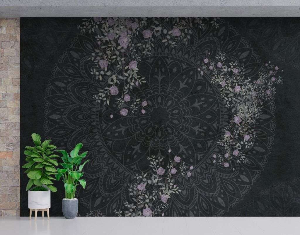 Фотообои в интерьере мандала черная  9-1598 фото