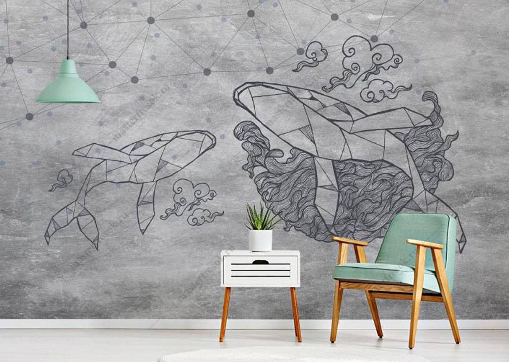 Фотообои Кит и геометрия  16-036