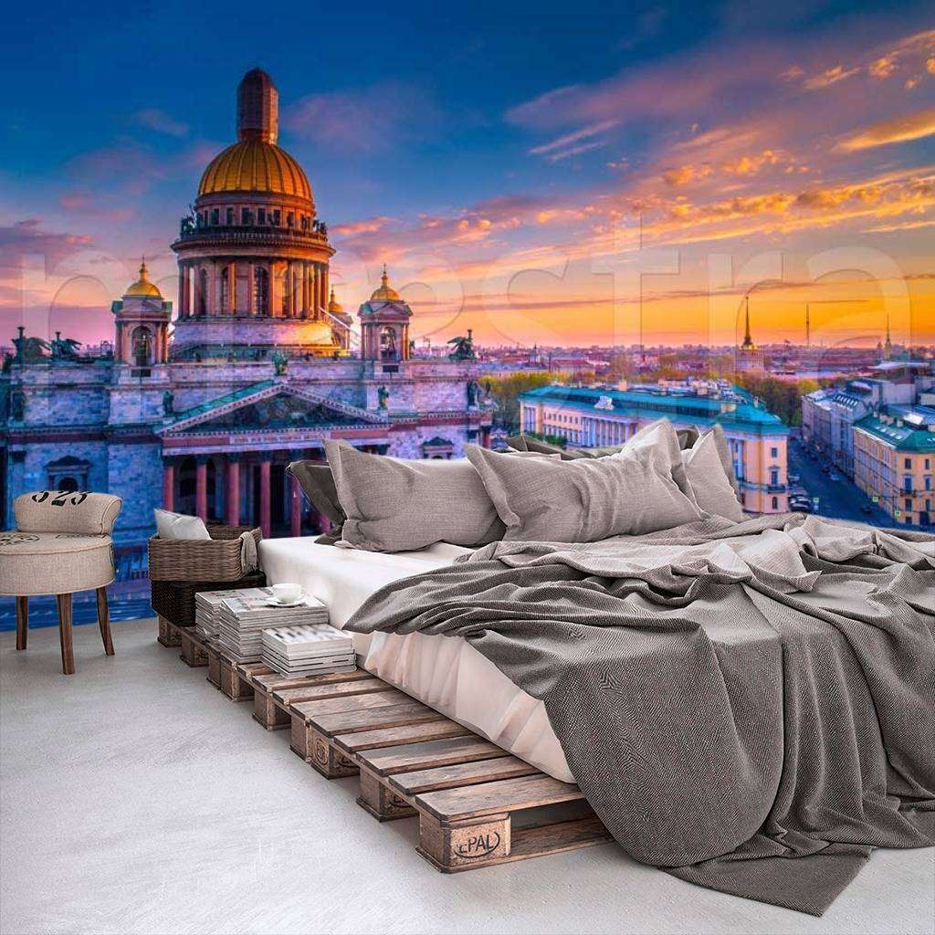 Фотообои в интерьере исаакиевский собор в лучах вечернего солнца  9-672 фото