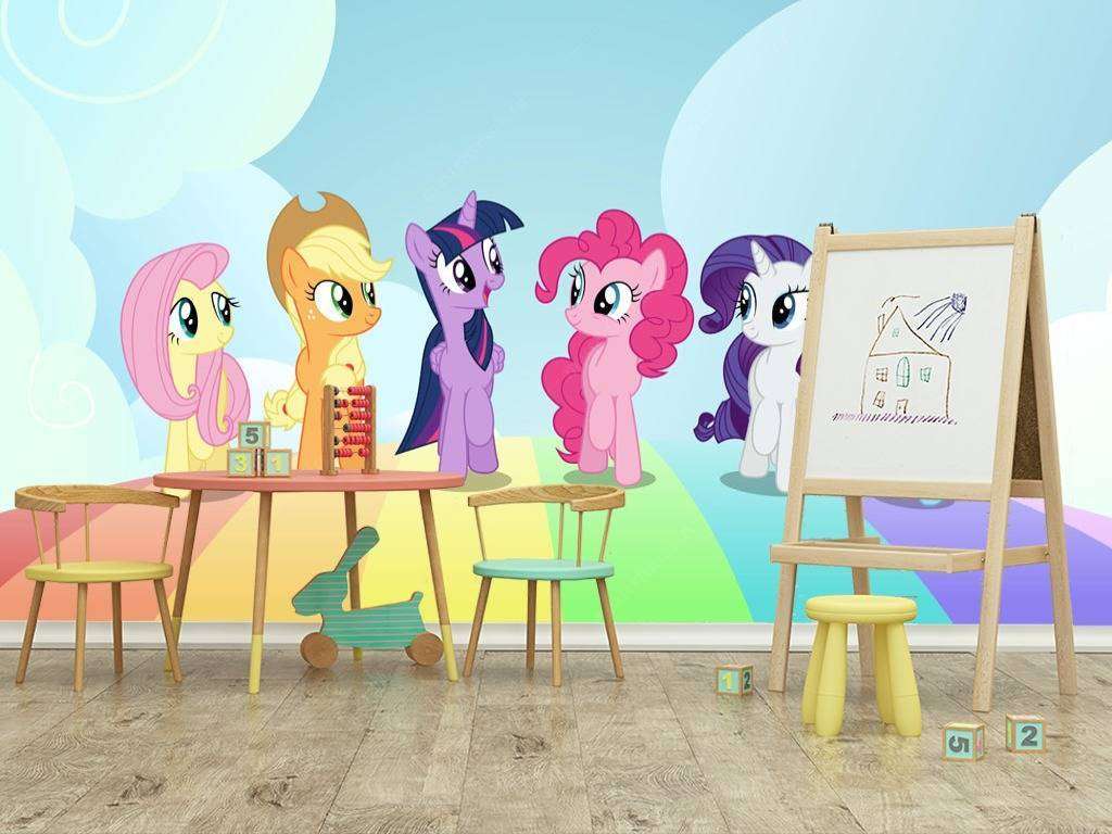 Фотообои в интерьере пони на радуге  12-612 фото