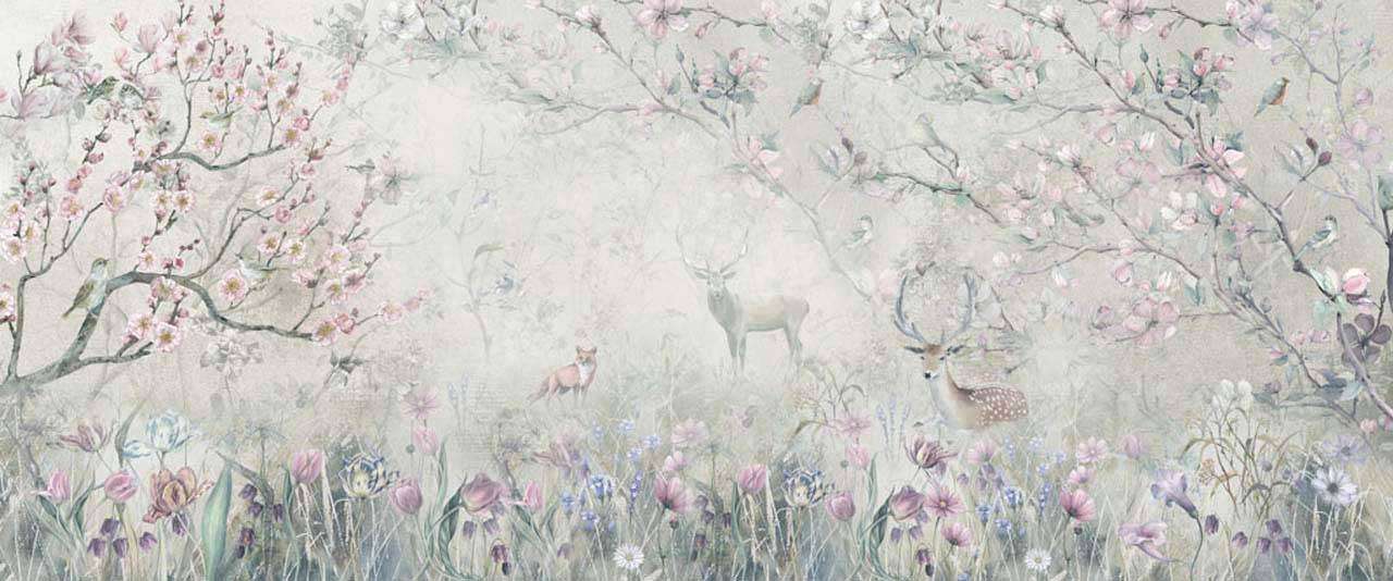 Фотообои в интерьере цветущая поляна  13-060 фото