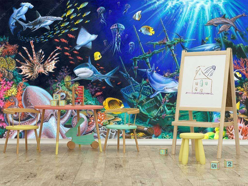 Фотообои в интерьере мир под водой  8-315 фото