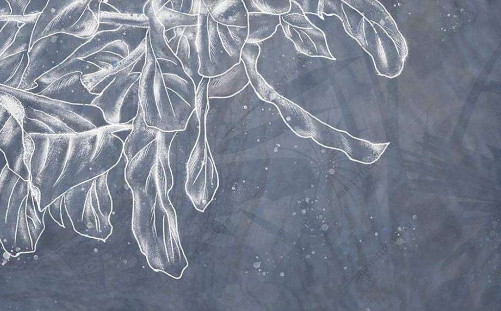 Фотообои в интерьере листья мелом  15-972 фото