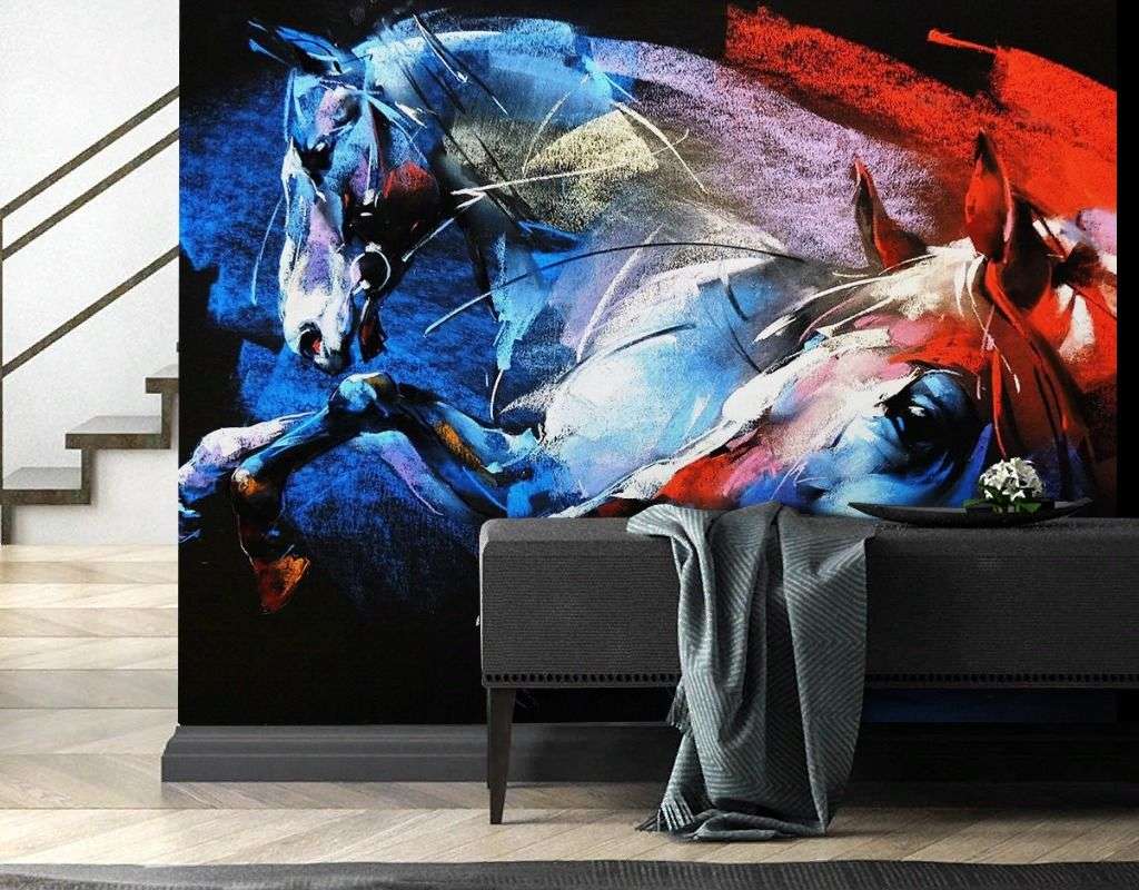 Фотообои в интерьере лошади абстракция  9-2060 фото