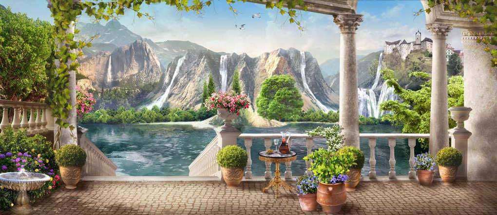 Фотообои в интерьере терраса с колоннами  17-0001 фото